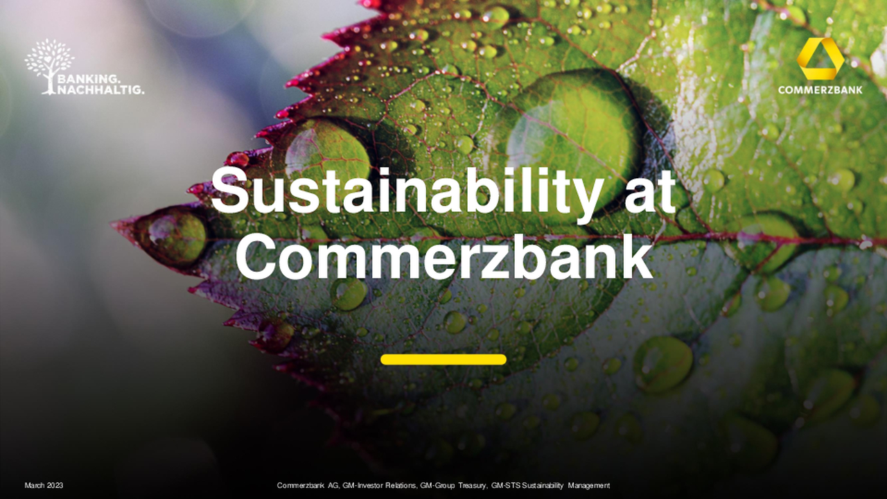 Sustainability at Commerzbank Natixis’ FIG Sustainable Virtual Conference 22-23 March 2023